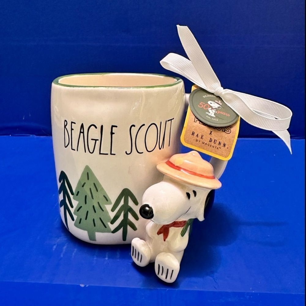 Peanuts x Rae Dunn Snoopy "BEAGLE SCOUT" Ceramic Mug - Picture 1 of 8
